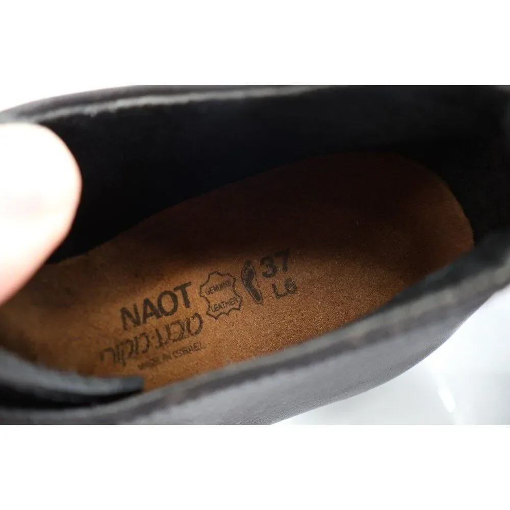 Naot Ankle Booties Women's 6 37 Black Leather Monk Strap Shoes Heels Comfort